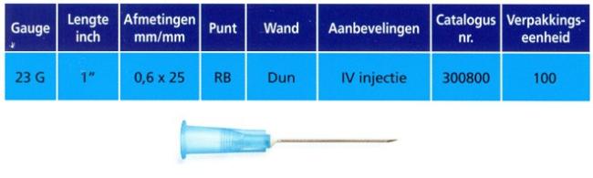 Microlance hypodermische naald 23G x 25mm (Thin Wall - blauw) - 100 stuks