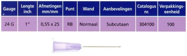 Microlance hypodermische naald 24G x 25mm (paars) - 100 stuks