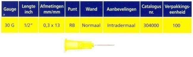 Microlance hypodermische naald 30G x 13mm (geel) - 100 stuks
