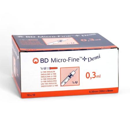 Micro-Fine Insulinespuit 30G x  8mm - 100 stuks