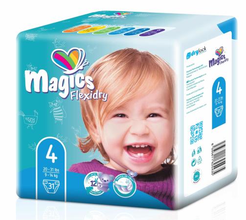 MAGICS Flexidry kleefluier - Maat 4 Maxi (9-14 kg) - 31 stuks