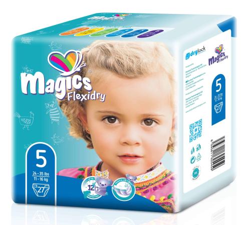 MAGICS Flexidry kleefluier - Maat 5 Junior (11-16 kg) - 27 stuks