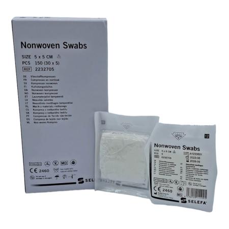 SELEFA Kompressen non-woven - Steriel - 5 x 5 cm - 30 x 5 stuks