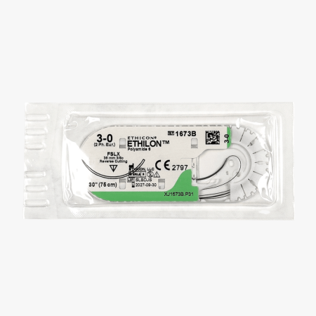 Ethilon 3-0 - 75cm - Zwart - Met naald van 26mm en 3/8C - per stuk