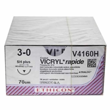 Vicryl Rapide 3-0 - 70cm - Kleurloos - Met naald van 26mm en 1/2C - 36 stuks