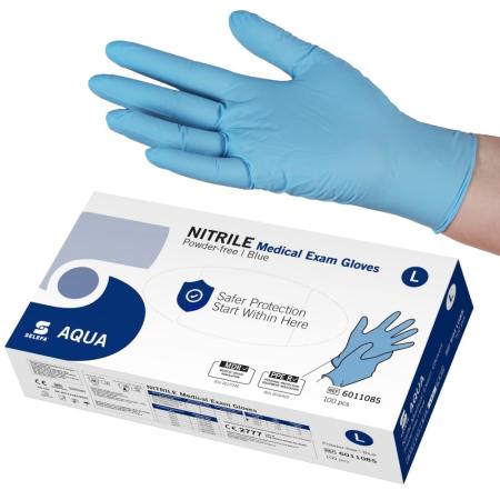 SELEFA Nitril handschoenen AQUA - Poedervrij - Large - 100 stuks