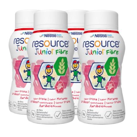 Nestlé Resource Junior Fibre Drinkvoeding - Aardbei - 200ml - set van 4 flesjes