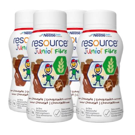 Nestlé Resource Junior Fibre Drinkvoeding - Chocolade - 200ml - set van 4 flesjes