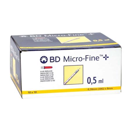 Micro-Fine Insulinespuit 0,5ml - 30G x 8mm - 50IE - 100 stuks