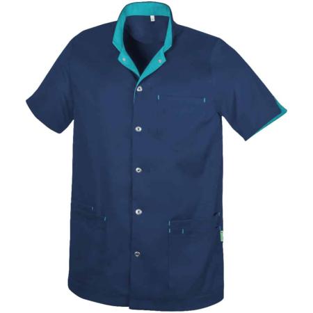 Tunique unisexe REMKO - Qualité Tencel - Bleu foncé/turquoise