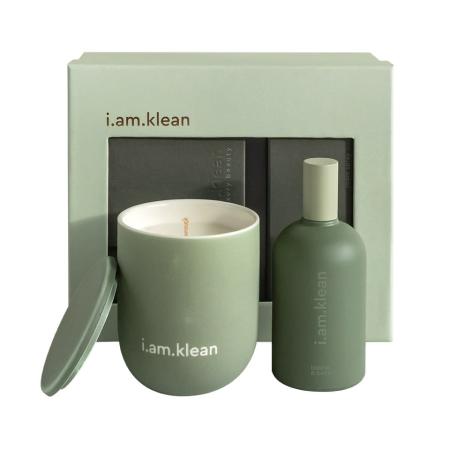 i.am.klean Paquet cadeau pour la fin d'année - Bougie & Roomspray - Leather & Birch