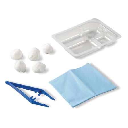HEKA Steriele set nr 2 (pincet + veld + 5 gaasdeppers in 3-vaksblister) - 100 stuks