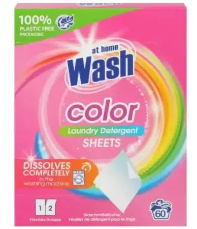 At home WASH Wasmiddeldoekjes - Gekleurde was - 100% plasticvrij - 60 wasbeurten
