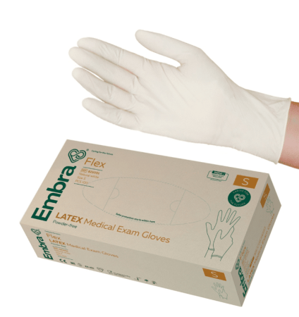 EMBRA Flex Latex handschoenen - Poedervrij - Small - 100 stuks