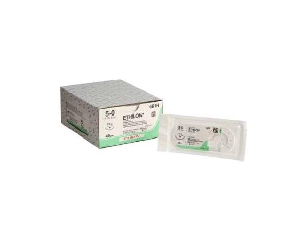 Ethilon 5-0 - 45cm - Zwart - Met naald van 19mm en 3/8C - per stuk