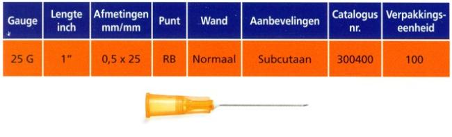 Microlance hypodermische naald 25G x 25mm (Thin Wall - oranje) - 100 stuks