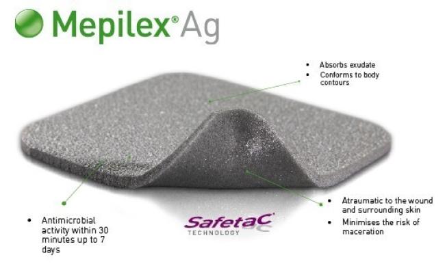 Mepilex Ag - 12,5 x 12,5cm - 5 stuks