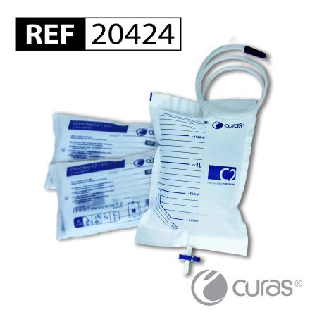 Curas C2 Urinezak Plus - Niet steriel - 2l - 110cm - met NRV-klep en kruiskraan -  25 stuks