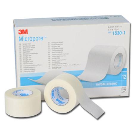 Micropore non-woven - 2,5cm x 9,14m - 12 stuks