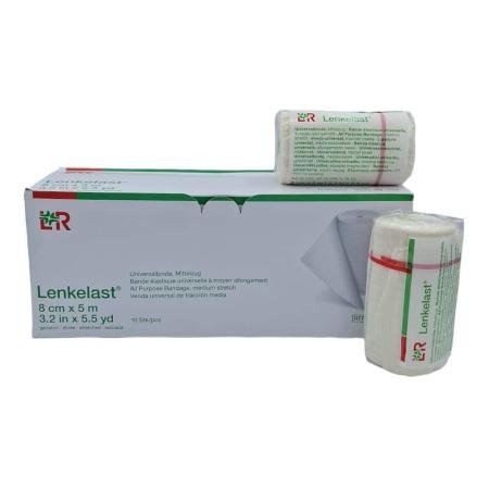 Lenkelast Elastische compressiewindel - Gemiddelde rek - 8cm x 5m - 10 stuks