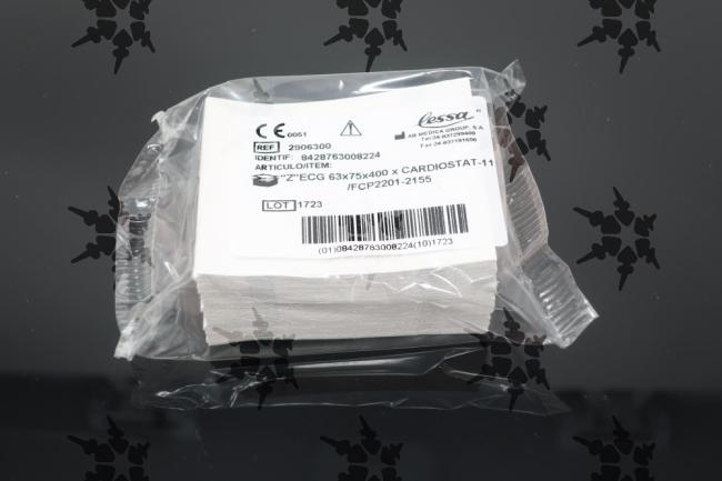 ECG-papier zigzag 63 x 75mm (voor o.a. Fukuda FCP2201, Nihon Kohden 9620...) (400 pag) - 10 stuks